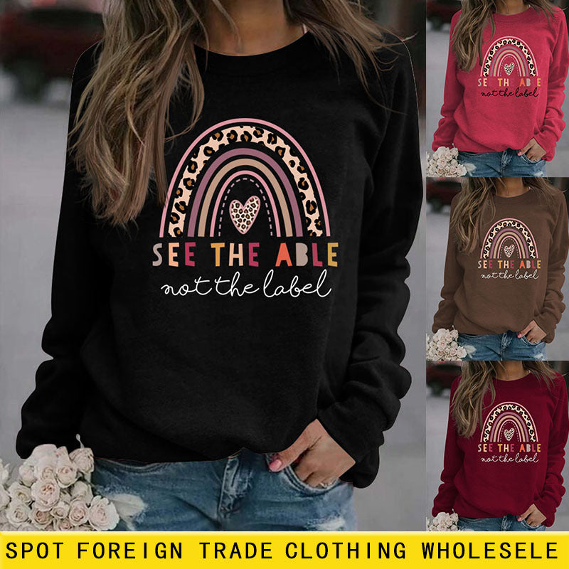 VOIR LA LETTRE ABLE NOT IMPRIMÉ LÉOPARD LOVE CREWNECK SWEAT-SHIRT À MANCHES LONGUES FEMME