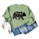 Mama Bear Buchstabendruck Rundhalsausschnitt Lockere Unterseite Langarmshirt Damen Pullover in Übergröße