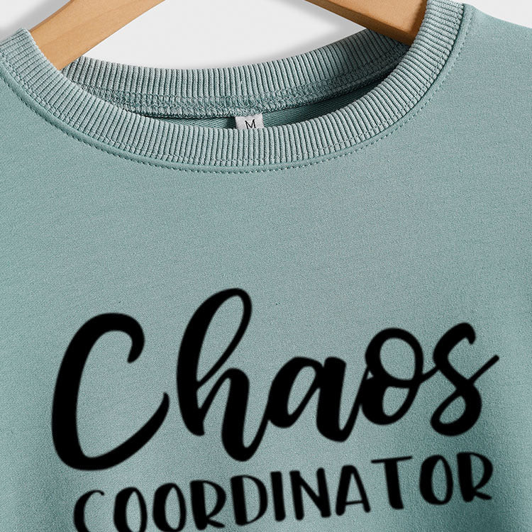 Chaos COORDINATEUR Lettres Col Rond Lâche Automne et Hiver manches longues Grande Taille Pull