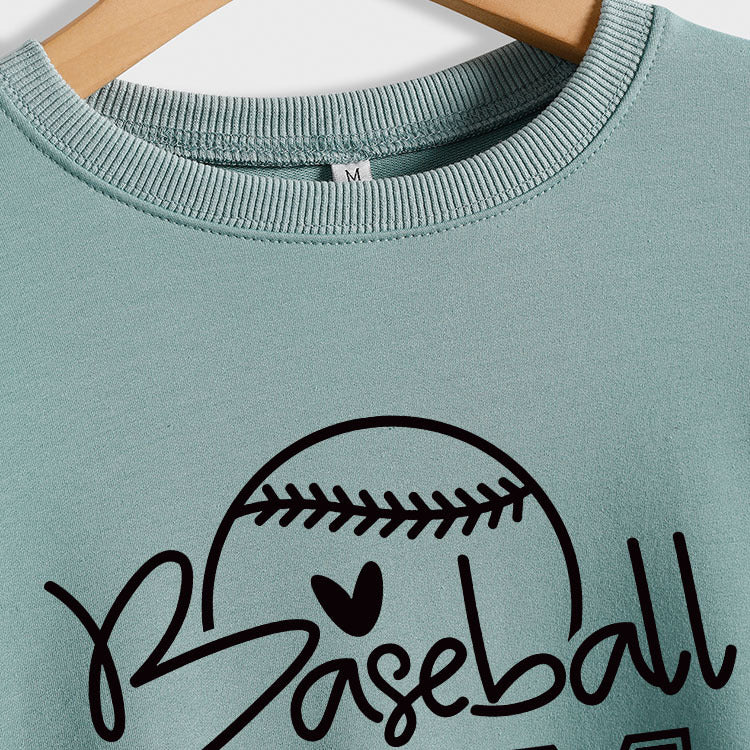 Baseball Maman Baseball Lettre Impression Automne/Hiver Baseball Manches Longues Grande Taille Pull Fille
