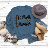 Football Mama Love Leopard Letter Crew Neck Long Sleeve Sweatshirt