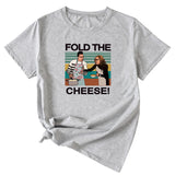 Fold The Cheese Fashion Womens Interesting Pattern Round Neck Short Sleeve T-shirt