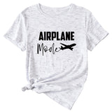 Fashion Women's Airplane Woman Casual Short Sleeves