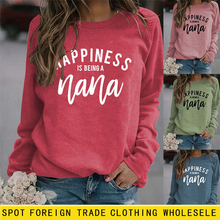 HAPPINESS IS BING Sweat-Shirt Femme Automne et Hiver Col Rond Manches Longues