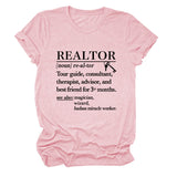 REALTOR LETTER LOOSE WOMEN'S CASUAL CREWNECK SHORT SLEEVE FASHION T-SHIRT TOP