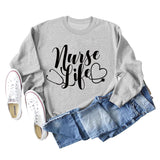 Nurse Life Love Letter Round Neck Loose Bottomed Long Sleeve Women's Sweater