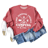 CAMP SUNSHINE FRIENDS COL ROND LETTRES LAMPE CAMPING SWEAT-SHIRT À MANCHES LONGUES