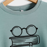 Book Nerd Glasses Book Printed Loose Bottomed Long Sleeve Large Size Sweater