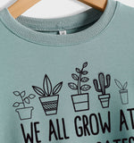 Damen Pullover mit Rundhalsausschnitt, Buchstaben-Motiv, langärmelig, „WE ALL GROW“-Aufdruck, lockerer Schnitt