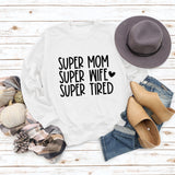 SUPER MOM SUPER WIFE LETTRES COEUR BASE ROBE À MANCHES LONGUES FEMME