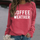 Buchstabe COFFEE WEATHER Modischer langärmliger Pullover mit Rundhalsausschnitt für Damen