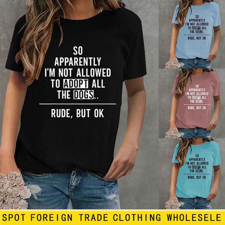 Donc apparemment je suis mode col rond lettre ample manches courtes t-shirt femme