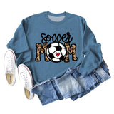 Soccer Mom Football Love Letter Leopard Rundhals Herbst/Winter Langarm Pullover Damen