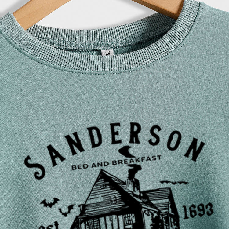 SANDERSON BED Lettres Col Rond Bas Manches Longues Sweat Femme