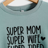 SUPER MOM SUPER WIFE LETTRES COEUR BASE ROBE À MANCHES LONGUES FEMME