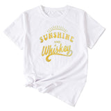 Women's Large Sunshine and Whishkey Round Neck Short Sleeve T-shirt