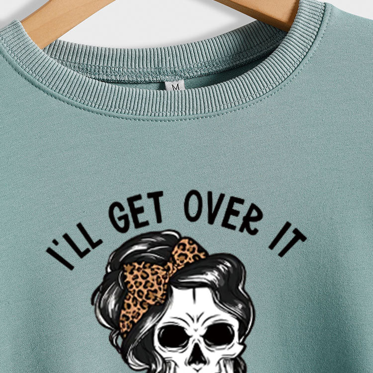 I'LL GET OVER IT Lettre Crâne Imprimé Manches Longues Col Rond Pull Fille