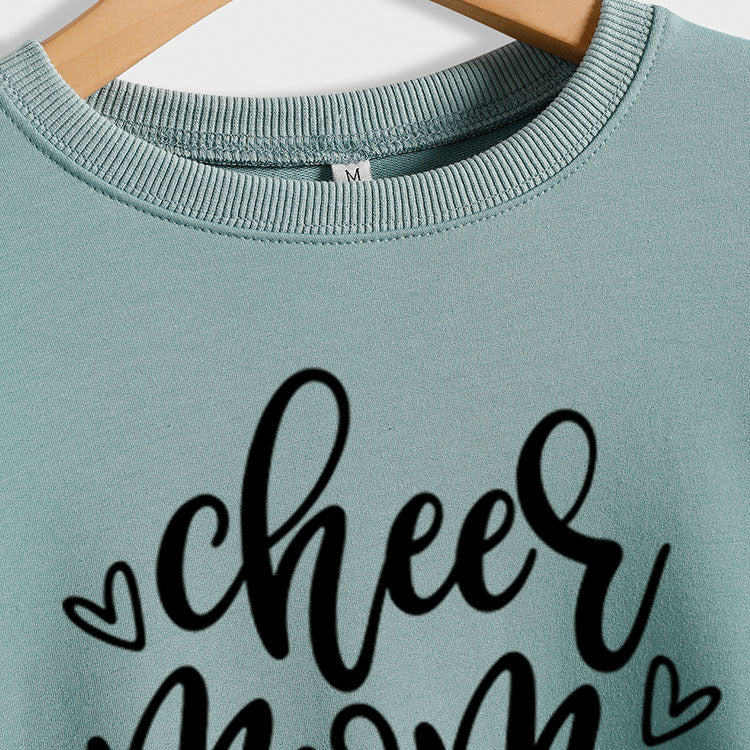 Cheer Mom – pull à manches longues et lettres de cœur, col rond, ample, grande taille, automne et hiver