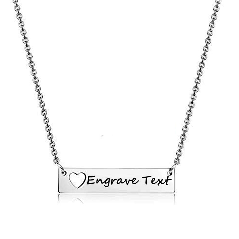 NEHZUS – collier de barre gravable pour femmes, collier avec nom personnalisé, cadeau d'anniversaire